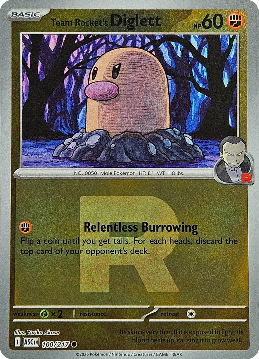 Team Rocket's Diglett (100/217) (Team Rocket) [Mega Evolution: Ascended Heroes] | Jack's On Queen