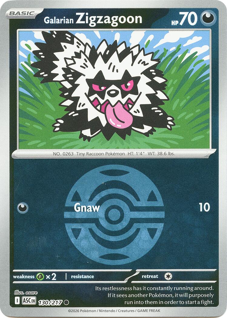 Galarian Zigzagoon (130/217) (Dusk Ball) [Mega Evolution: Ascended Heroes] | Jack's On Queen