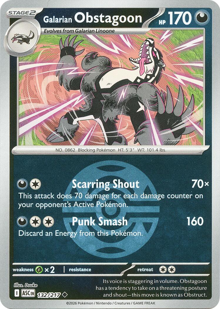 Galarian Obstagoon (132/217) (Dusk Ball) [Mega Evolution: Ascended Heroes] | Jack's On Queen