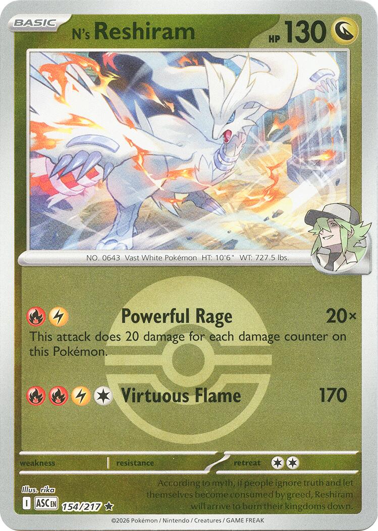 N's Reshiram (154/217) (Poke Ball) [Mega Evolution: Ascended Heroes] | Jack's On Queen