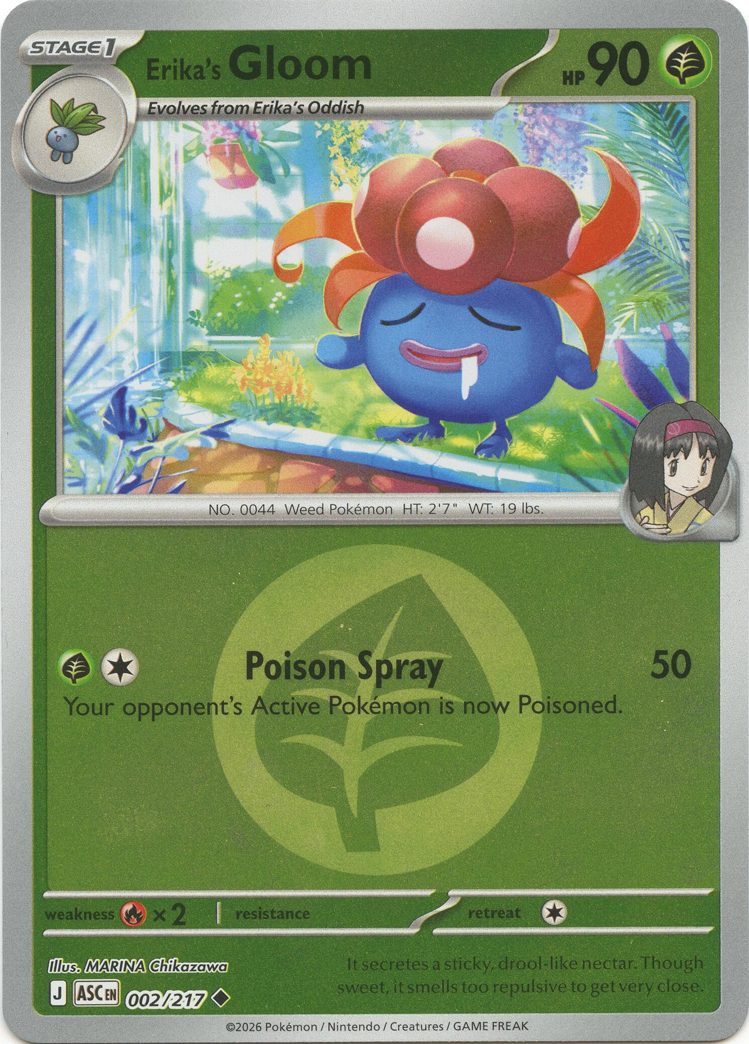 Erika's Gloom (002/217) (Energy Symbol Pattern) [Mega Evolution: Ascended Heroes] | Jack's On Queen