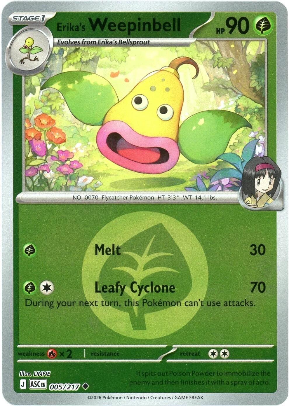 Erika's Weepinbell (005/217) (Energy Symbol Pattern) [Mega Evolution: Ascended Heroes] | Jack's On Queen