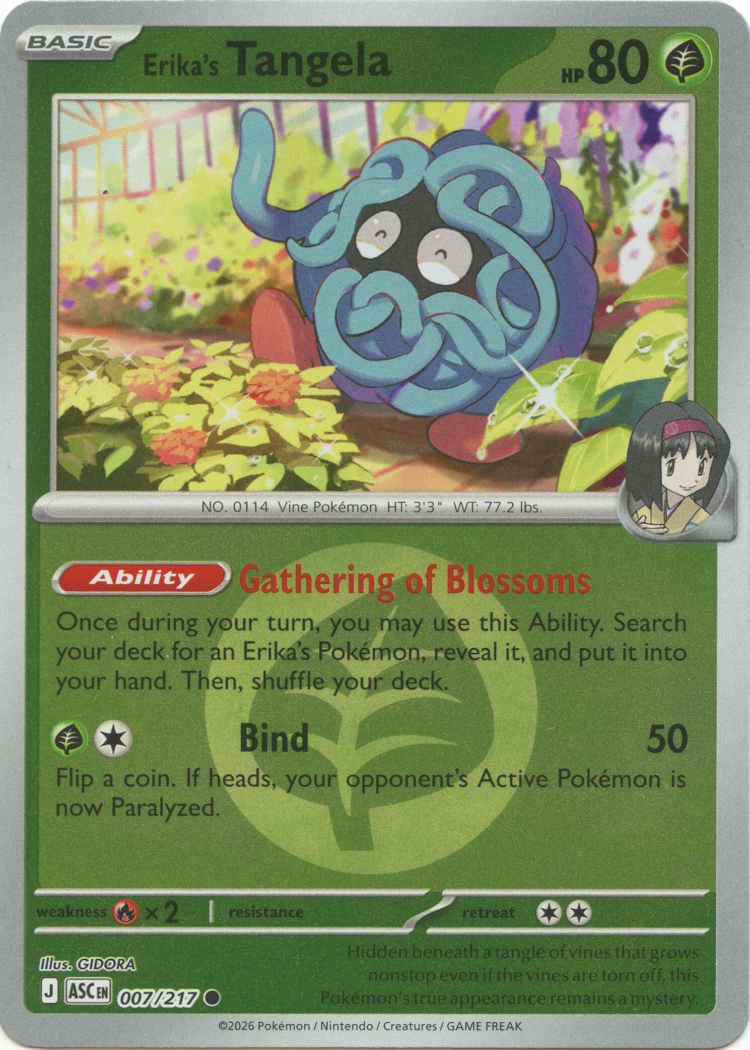 Erika's Tangela (007/217) (Energy Symbol Pattern) [Mega Evolution: Ascended Heroes] | Jack's On Queen