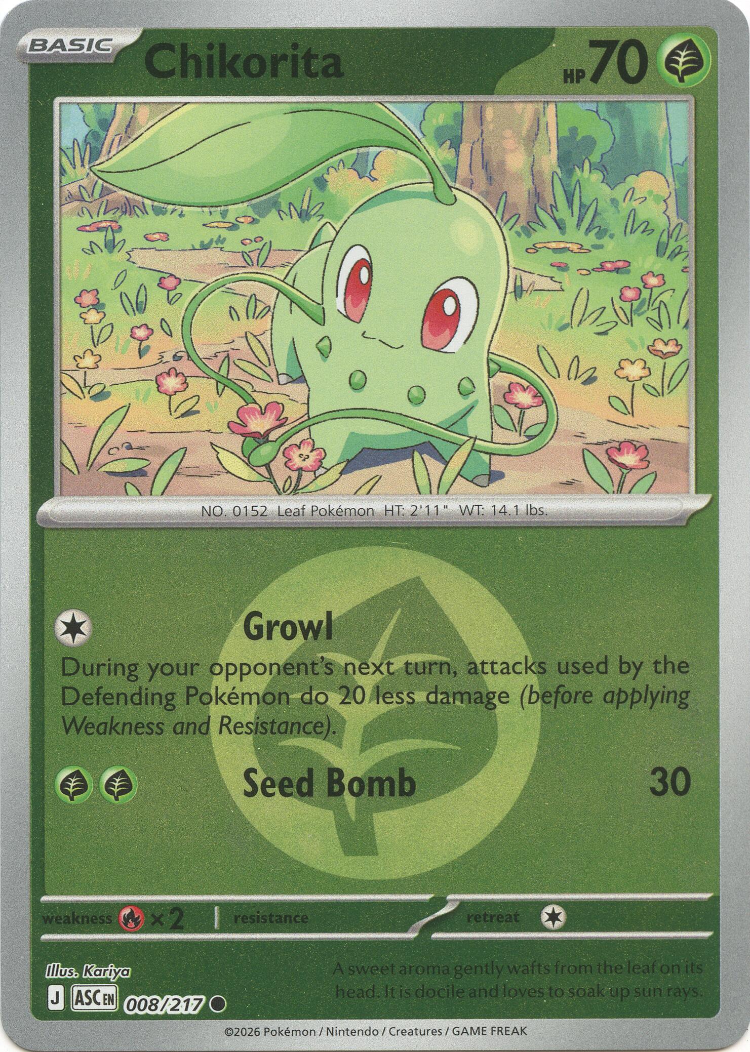 Chikorita (008/217) (Energy Symbol Pattern) [Mega Evolution: Ascended Heroes] | Jack's On Queen