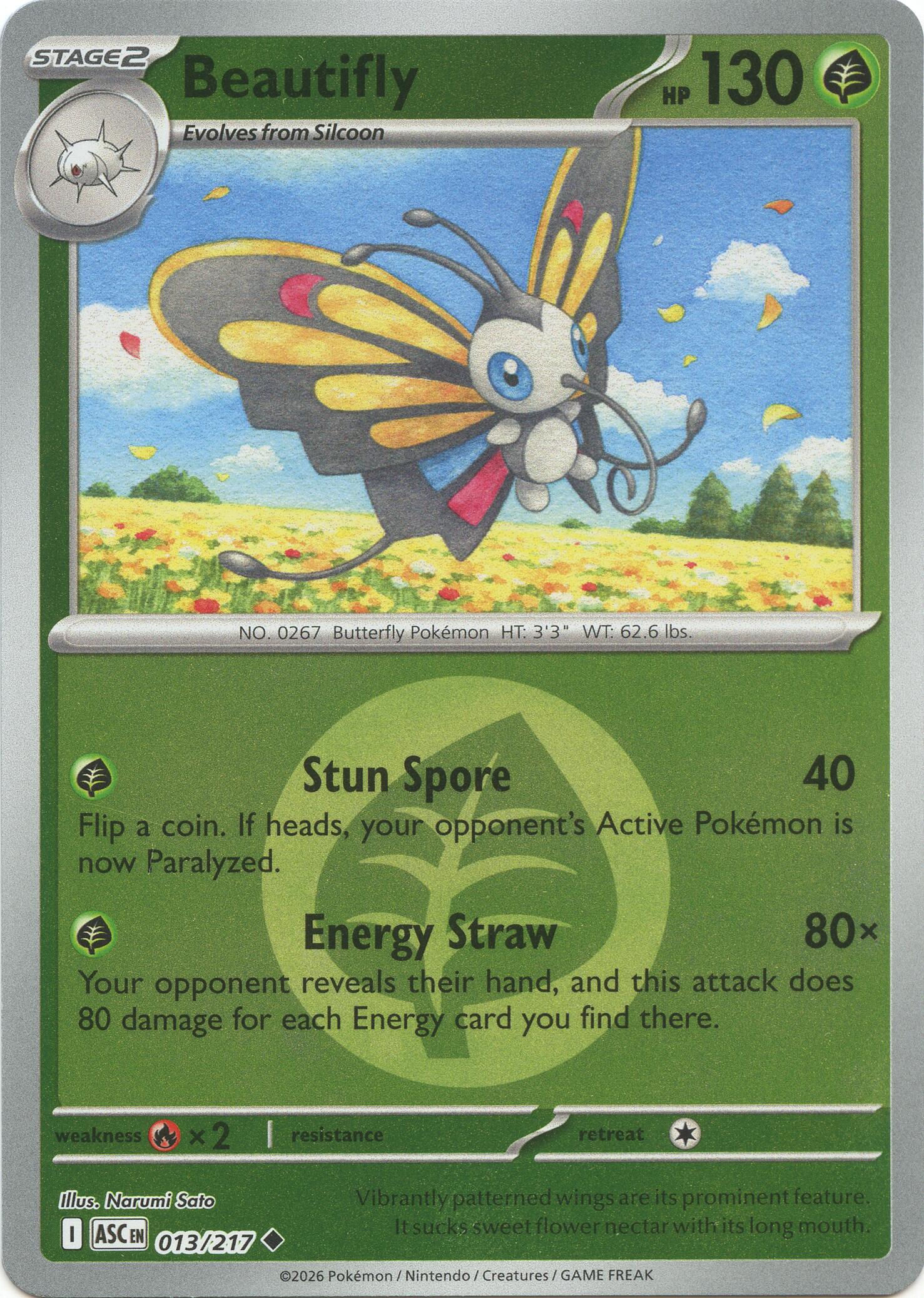 Beautifly (013/217) (Energy Symbol Pattern) [Mega Evolution: Ascended Heroes] | Jack's On Queen