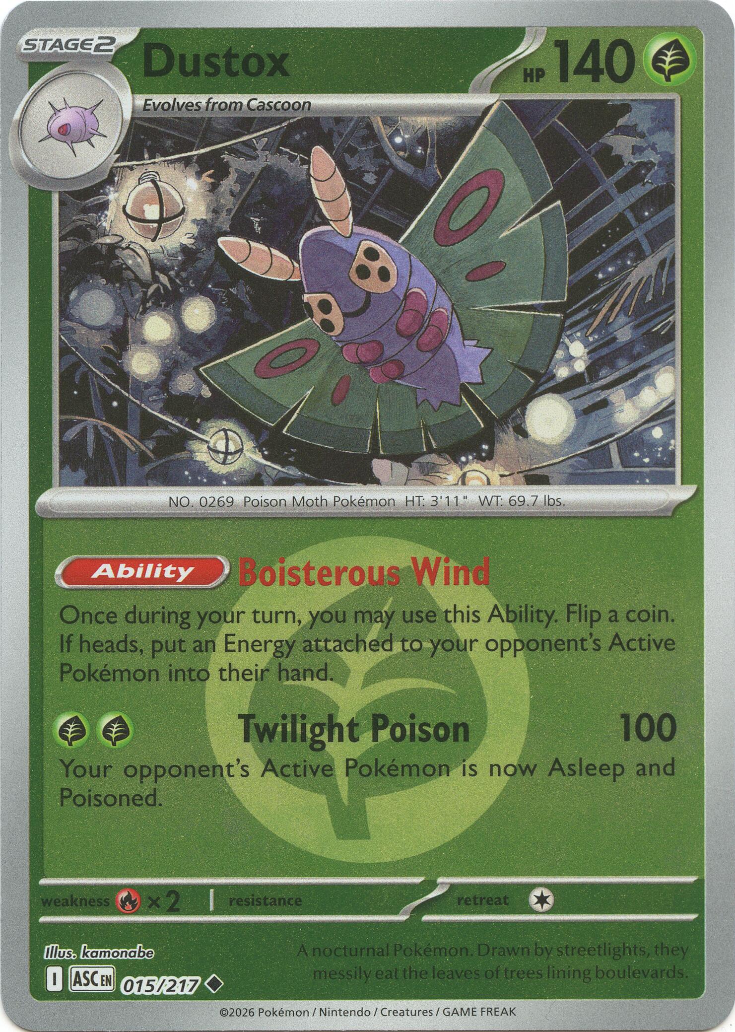 Dustox (015/217) (Energy Symbol Pattern) [Mega Evolution: Ascended Heroes] | Jack's On Queen
