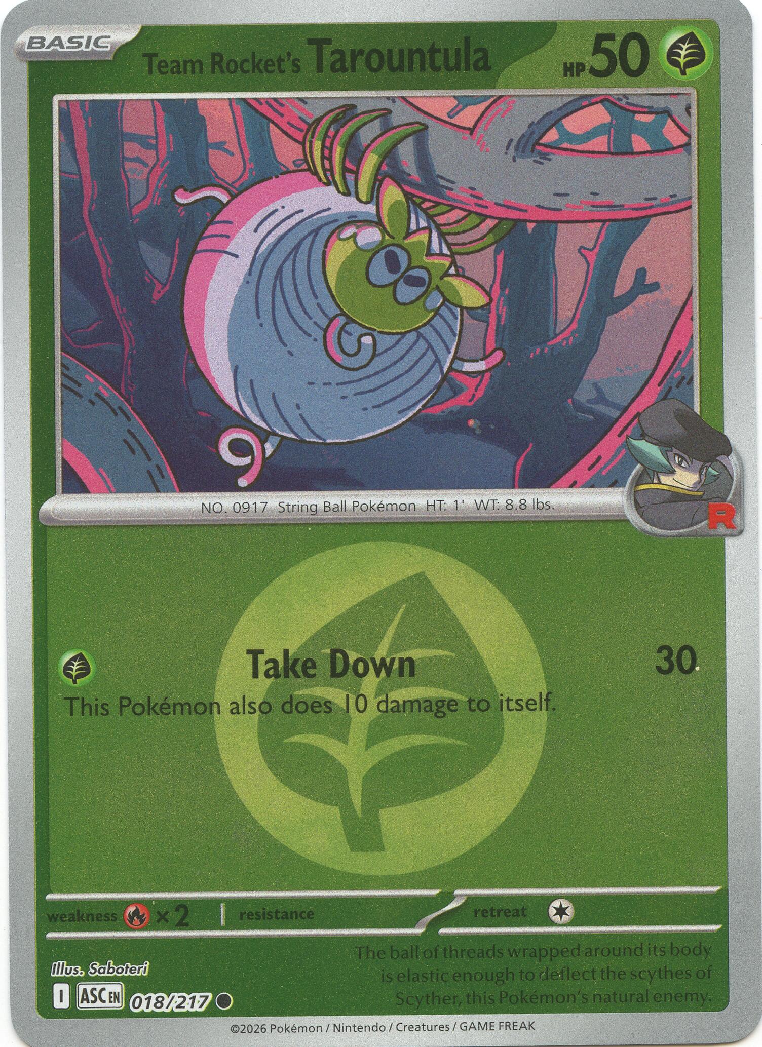 Team Rocket's Tarountula (018/217) (Energy Symbol Pattern) [Mega Evolution: Ascended Heroes] | Jack's On Queen