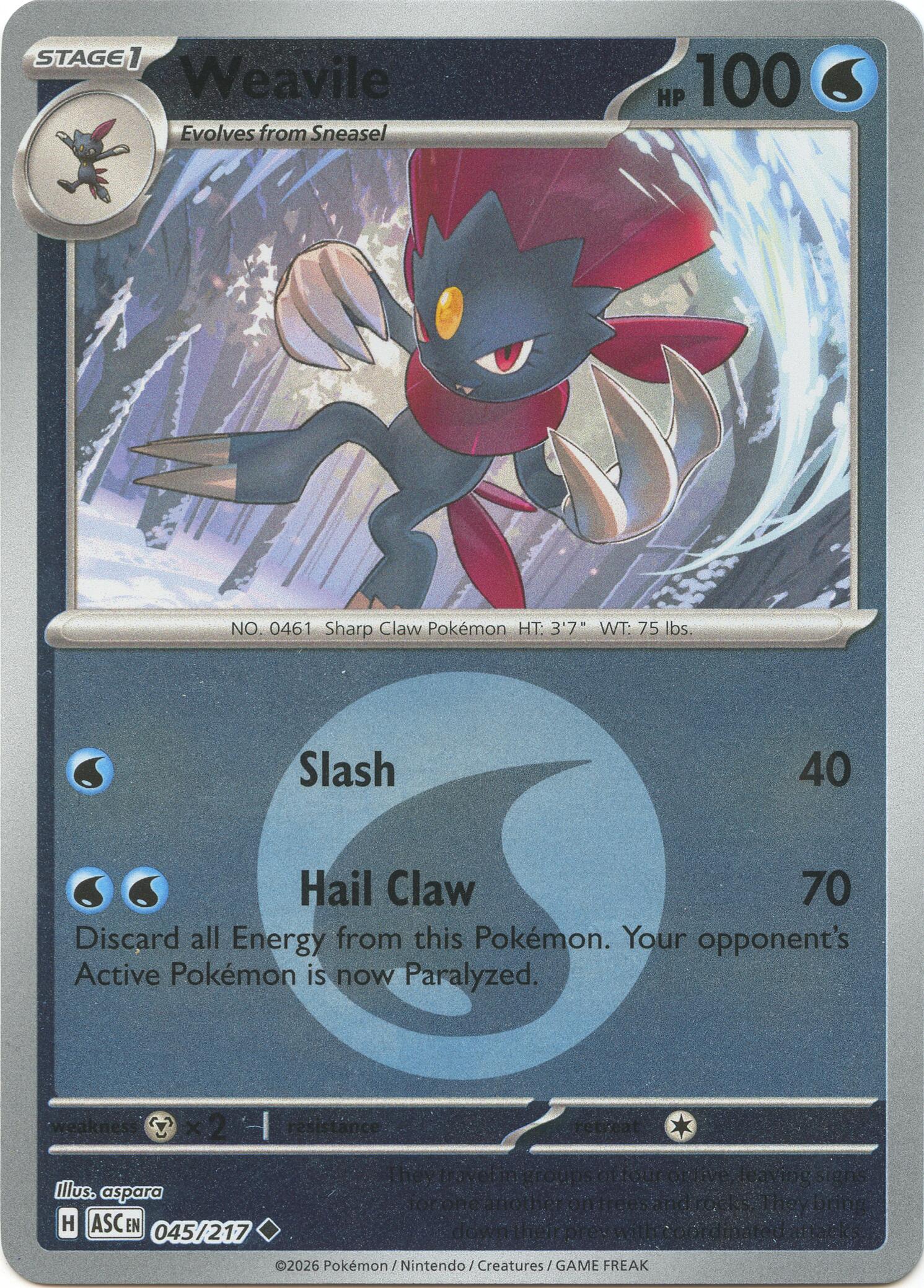 Weavile (045/217) (Energy Symbol Pattern) [Mega Evolution: Ascended Heroes] | Jack's On Queen