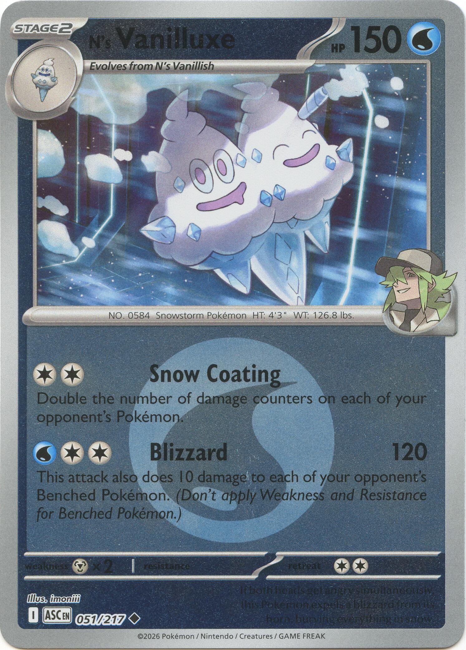 N's Vanilluxe (051/217) (Energy Symbol Pattern) [Mega Evolution: Ascended Heroes] | Jack's On Queen