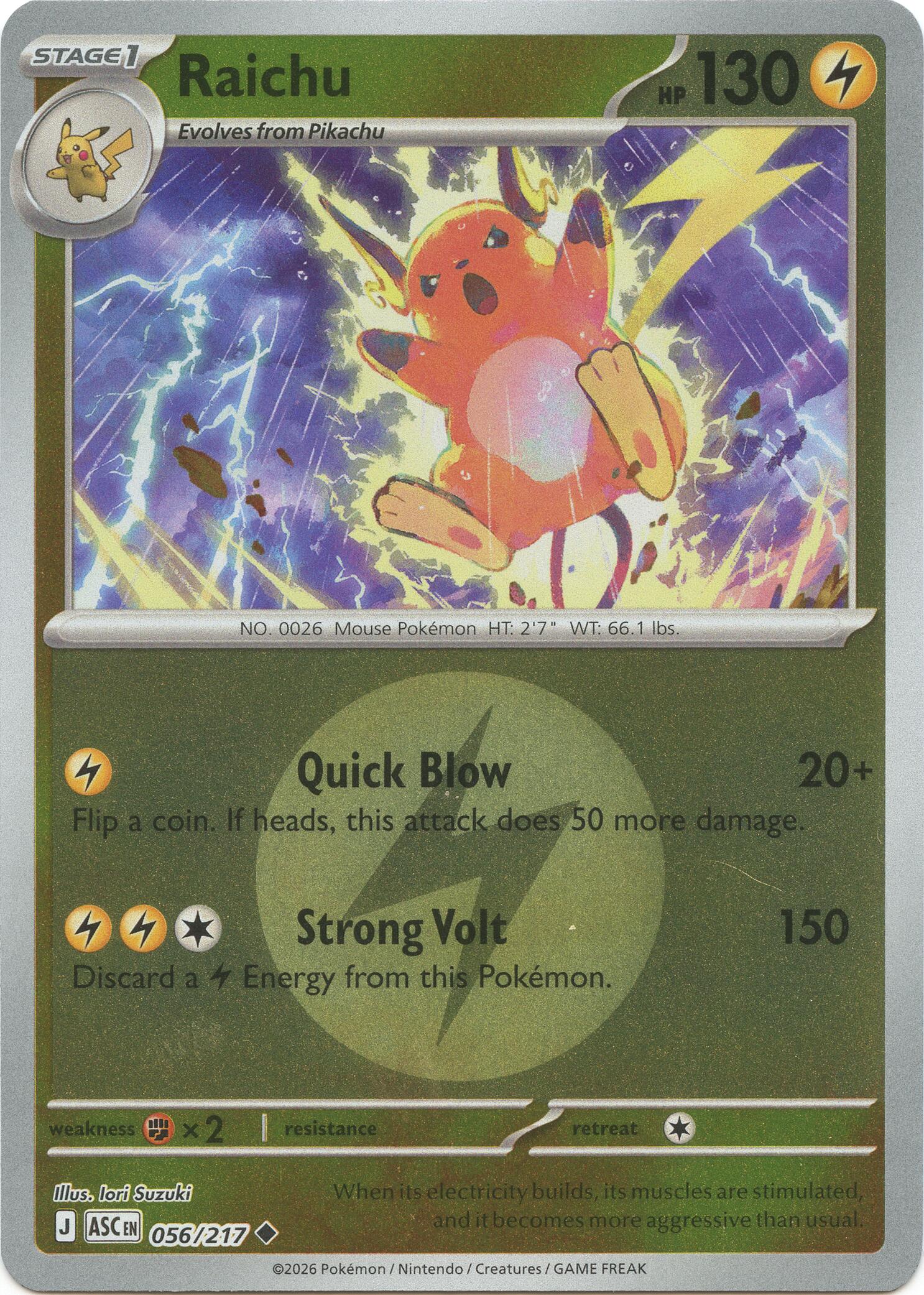 Raichu (056/217) (Energy Symbol Pattern) [Mega Evolution: Ascended Heroes] | Jack's On Queen