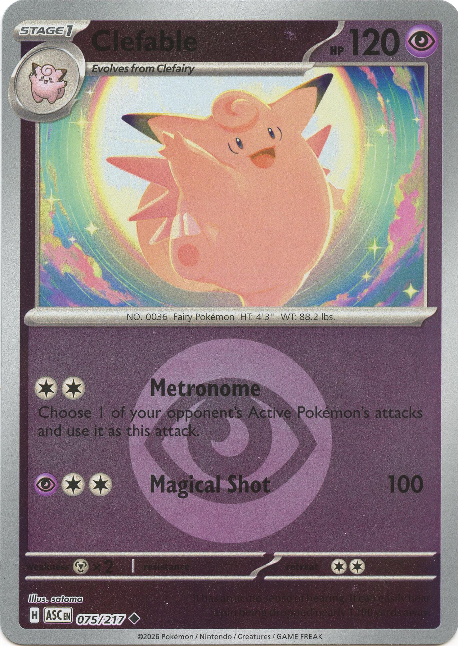 Clefable (075/217) (Energy Symbol Pattern) [Mega Evolution: Ascended Heroes] | Jack's On Queen