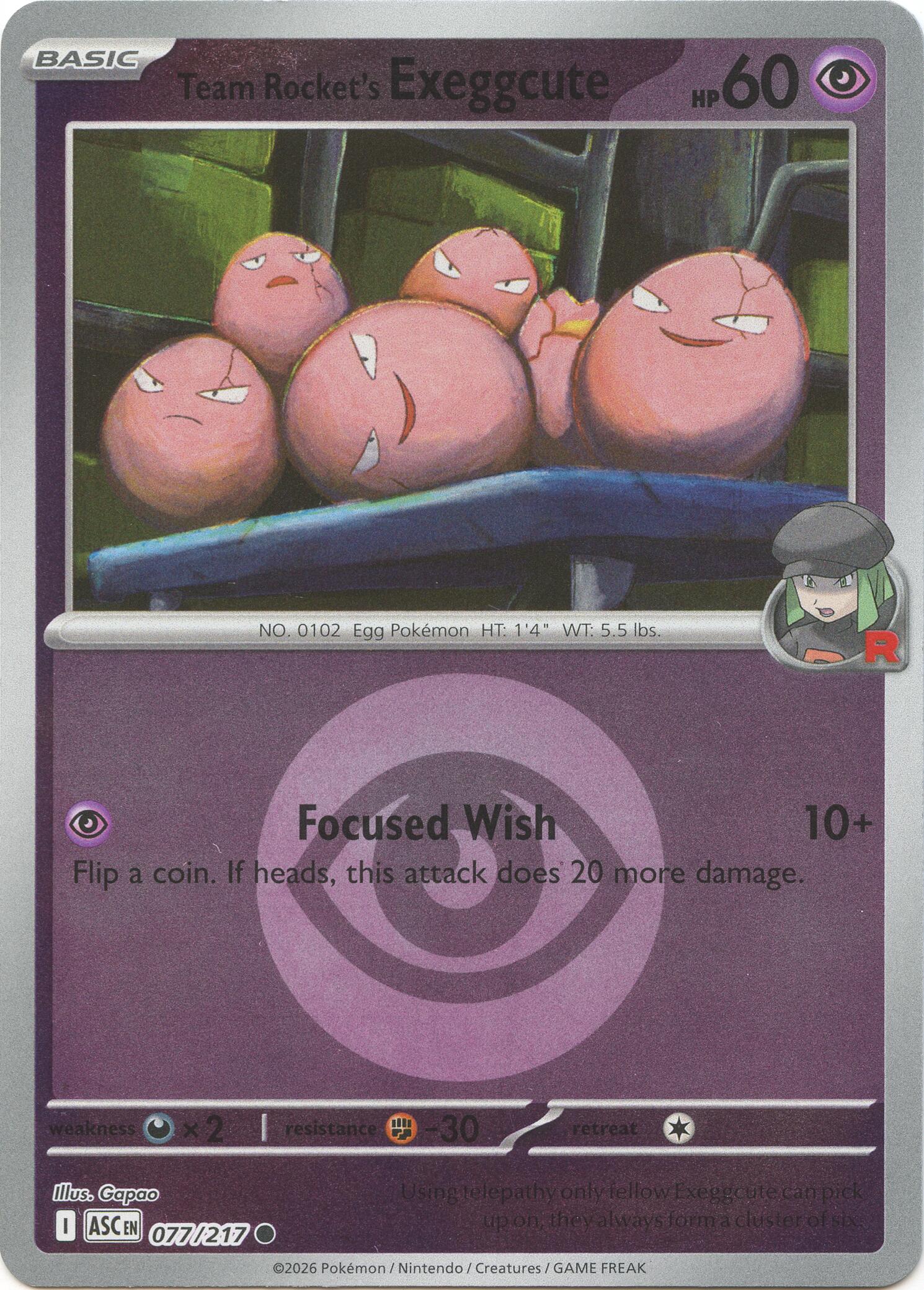 Team Rocket's Exeggcute (077/217) (Energy Symbol Pattern) [Mega Evolution: Ascended Heroes] | Jack's On Queen