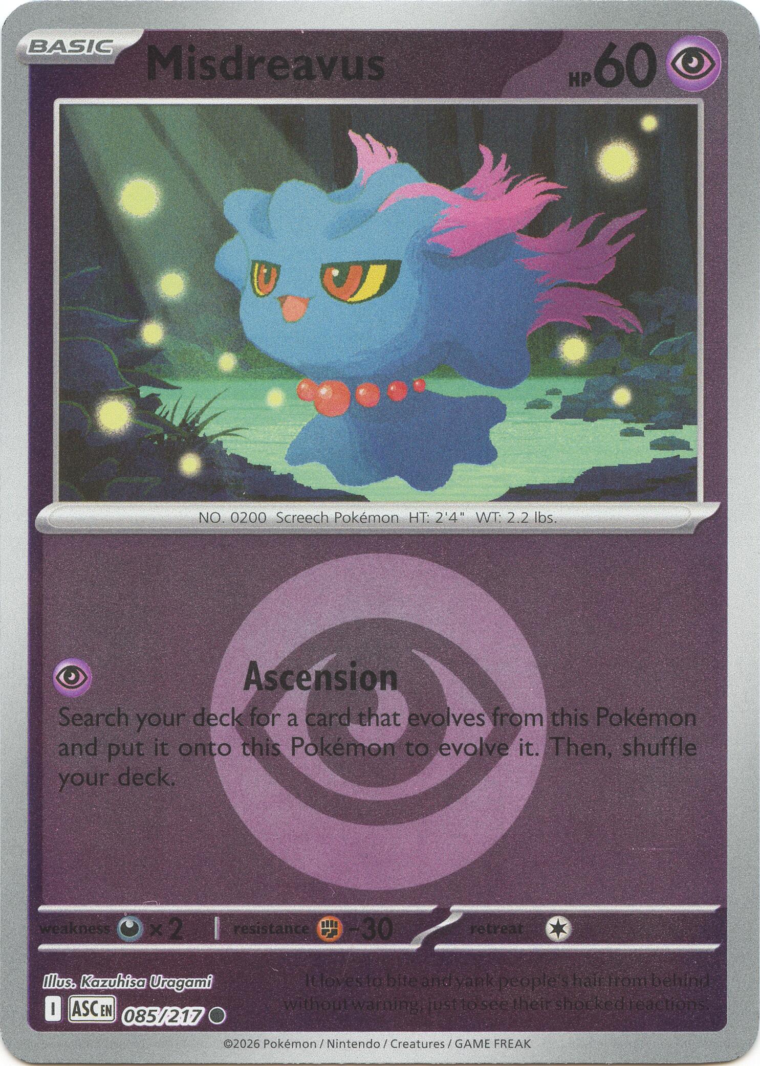 Misdreavus (085/217) (Energy Symbol Pattern) [Mega Evolution: Ascended Heroes] | Jack's On Queen