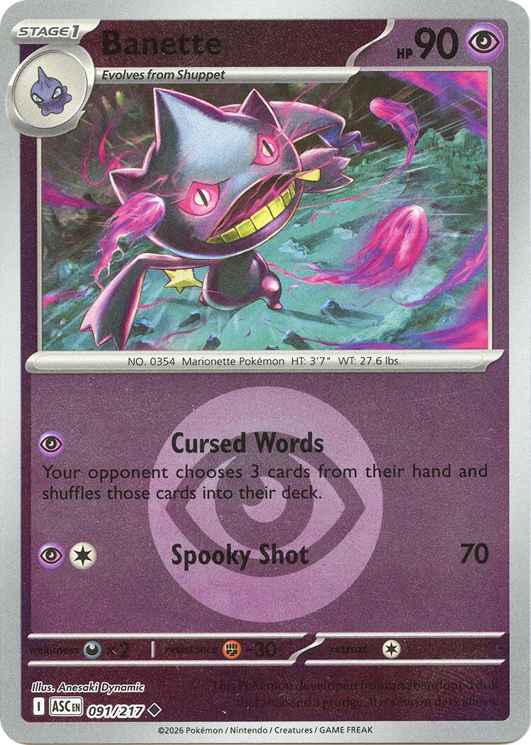 Banette (091/217) (Energy Symbol Pattern) [Mega Evolution: Ascended Heroes] | Jack's On Queen