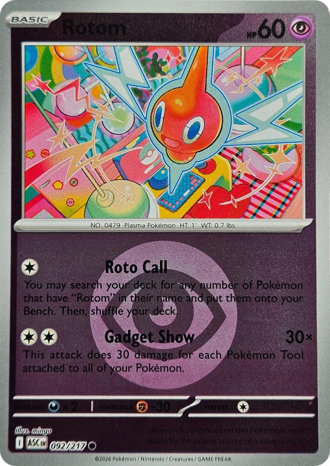 Rotom (092/217) (Energy Symbol Pattern) [Mega Evolution: Ascended Heroes] | Jack's On Queen