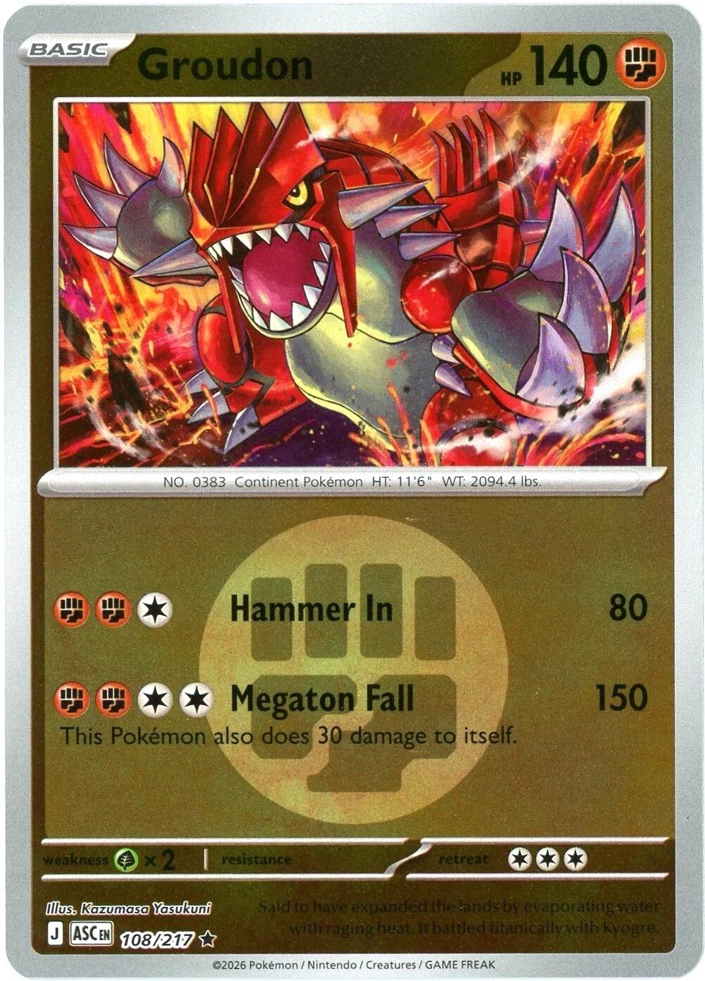 Groudon (108/217) (Energy Symbol Pattern) [Mega Evolution: Ascended Heroes] | Jack's On Queen