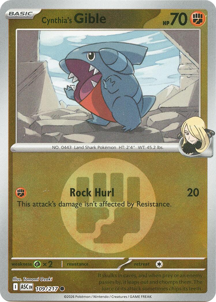 Cynthia's Gible (109/217) (Energy Symbol Pattern) [Mega Evolution: Ascended Heroes] | Jack's On Queen