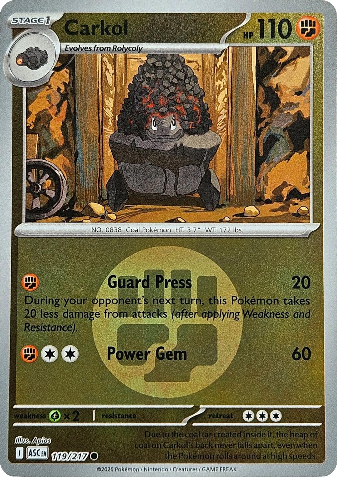Carkol (119/217) (Energy Symbol Pattern) [Mega Evolution: Ascended Heroes] | Jack's On Queen