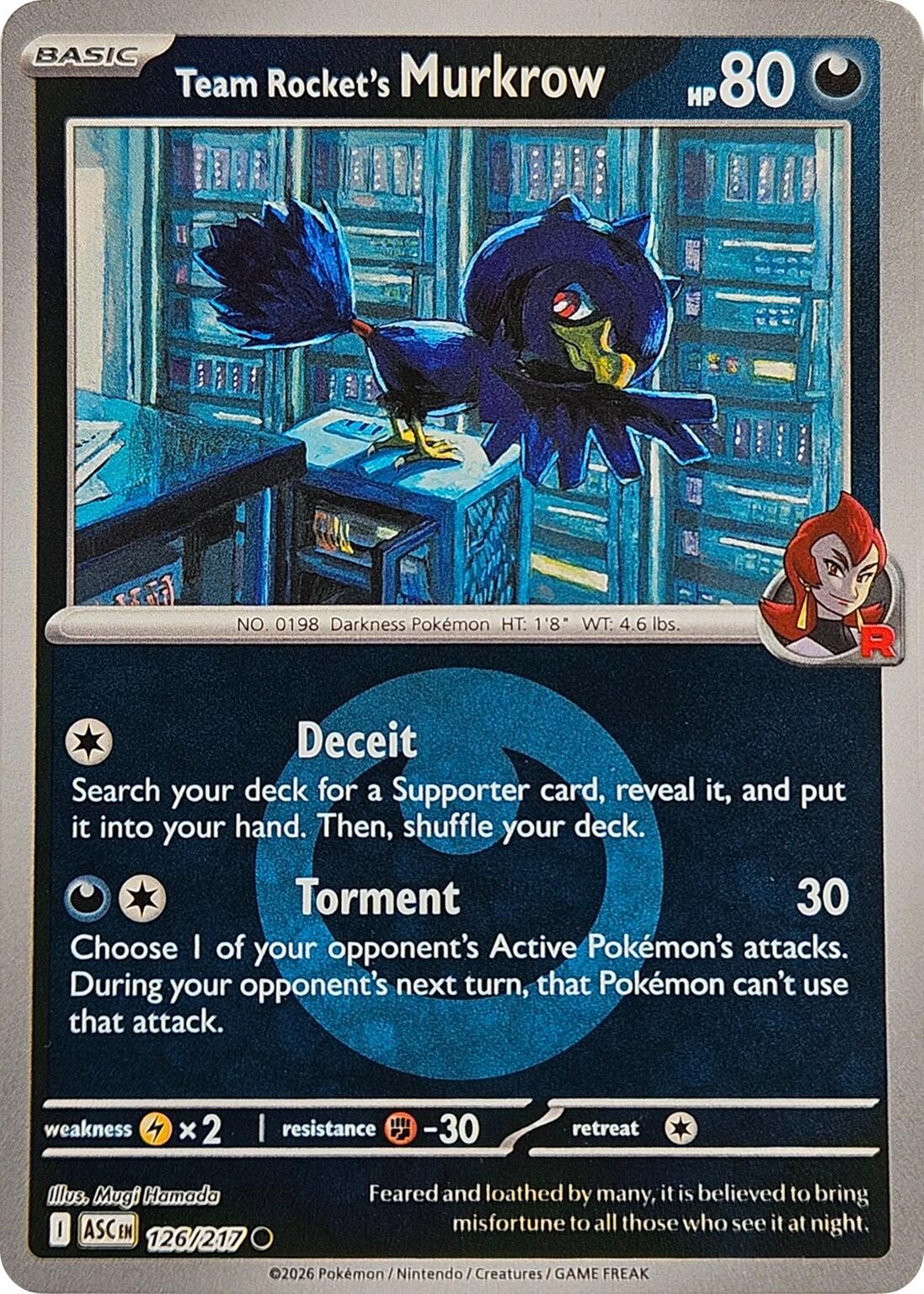 Team Rocket's Murkrow (126/217) (Energy Symbol Pattern) [Mega Evolution: Ascended Heroes] | Jack's On Queen