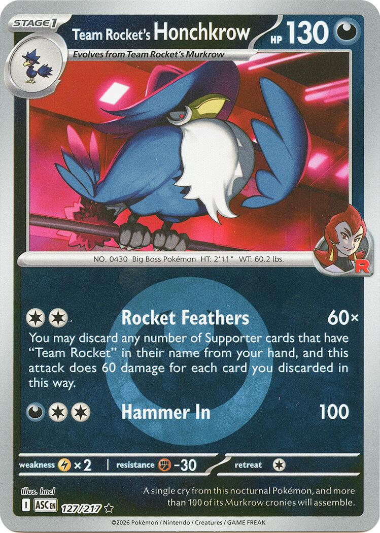 Team Rocket's Honchkrow (127/217) (Energy Symbol Pattern) [Mega Evolution: Ascended Heroes] | Jack's On Queen