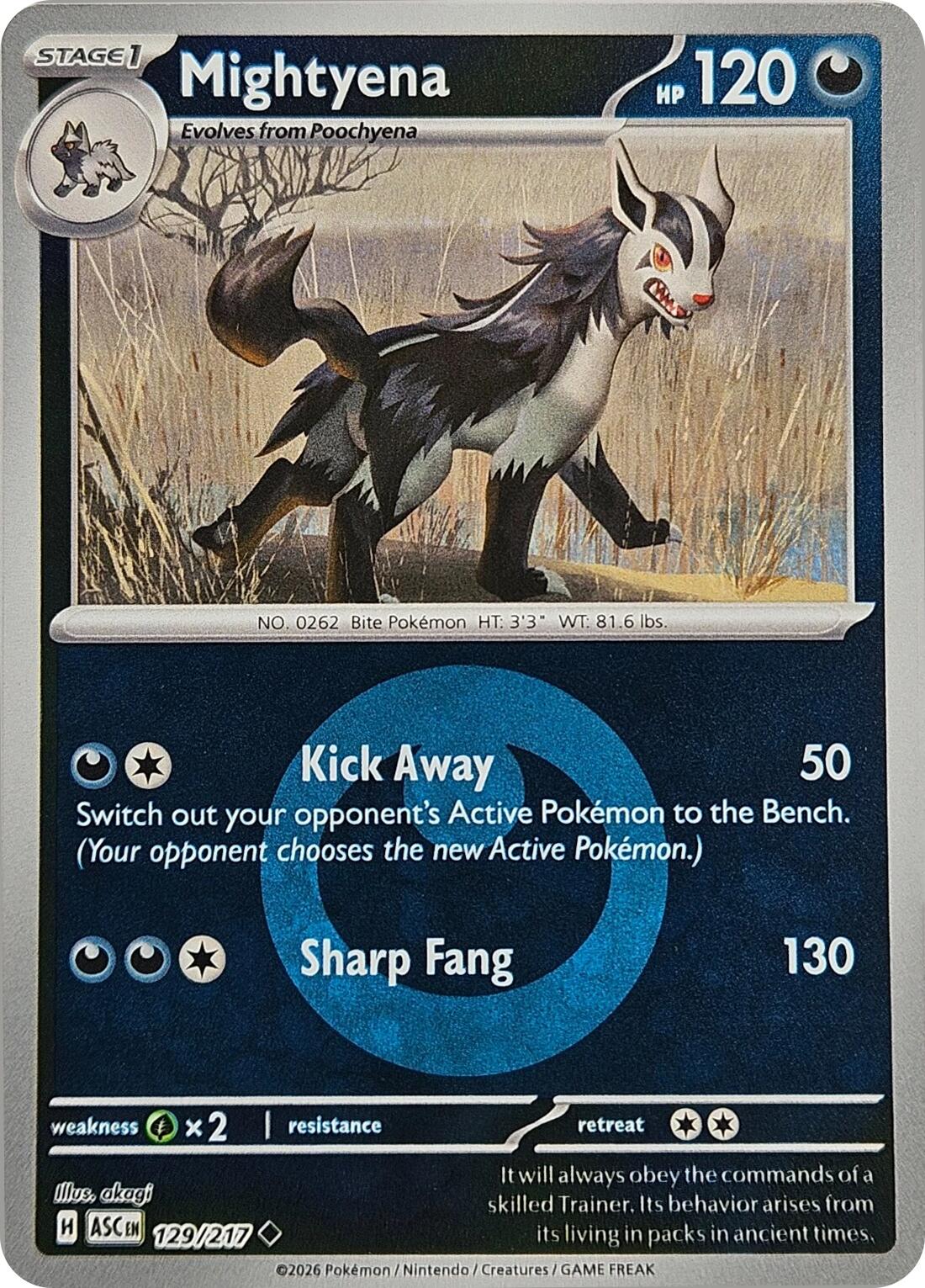Mightyena (129/217) (Energy Symbol Pattern) [Mega Evolution: Ascended Heroes] | Jack's On Queen