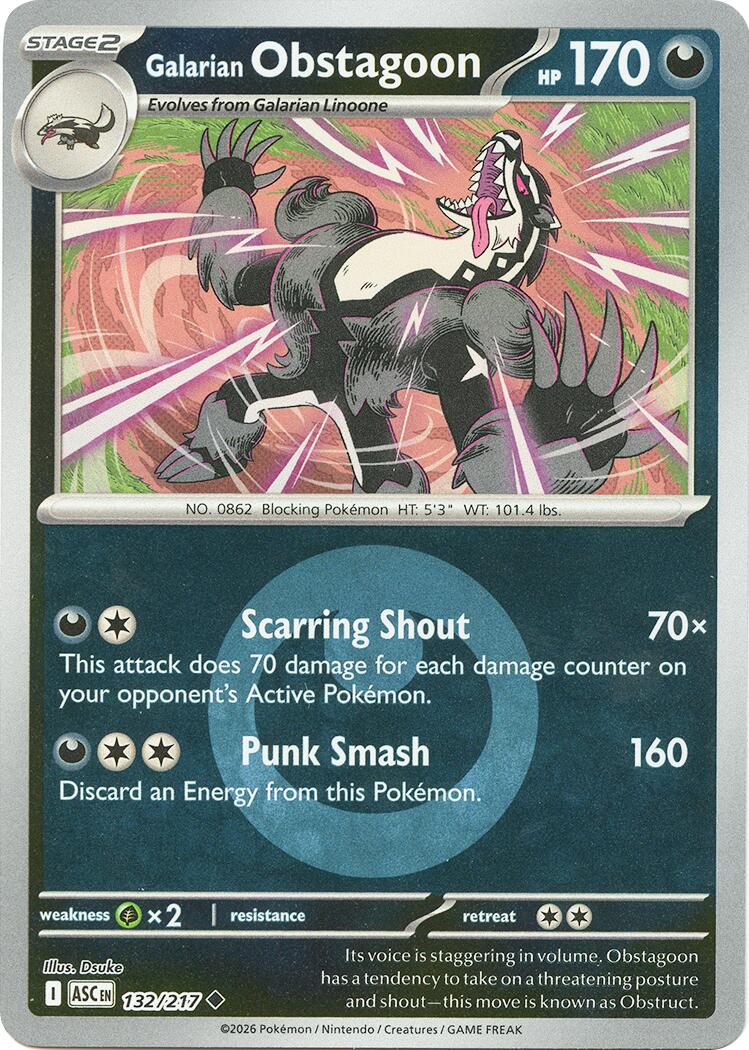 Galarian Obstagoon (132/217) (Energy Symbol Pattern) [Mega Evolution: Ascended Heroes] | Jack's On Queen