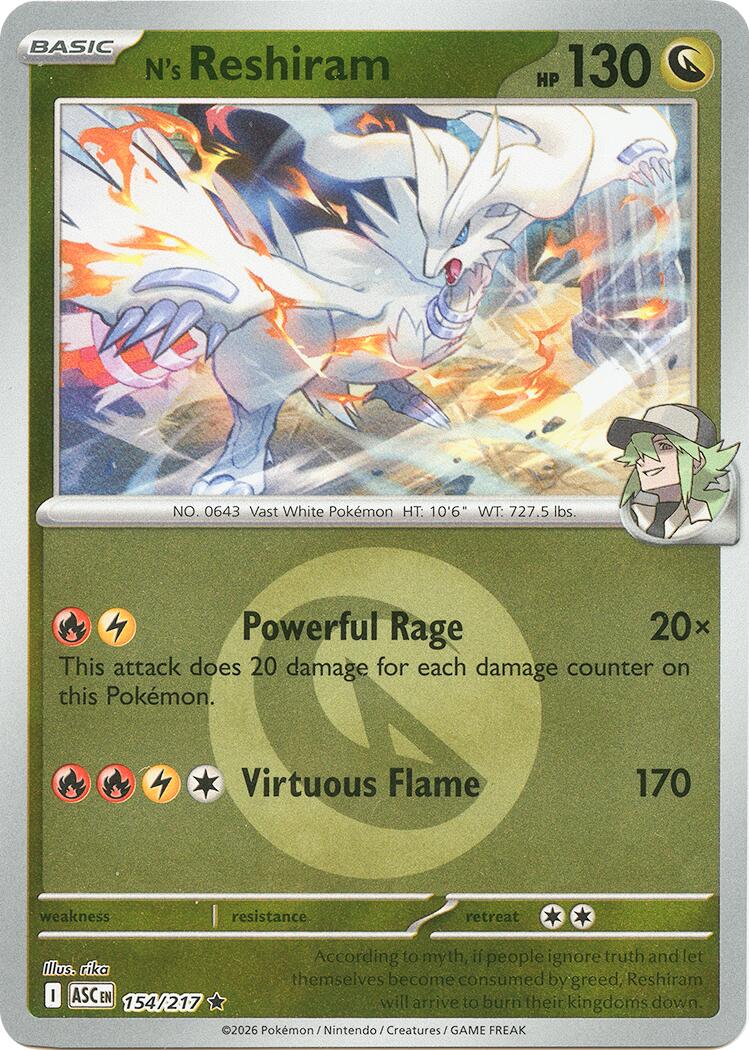 N's Reshiram (154/217) (Energy Symbol Pattern) [Mega Evolution: Ascended Heroes] | Jack's On Queen