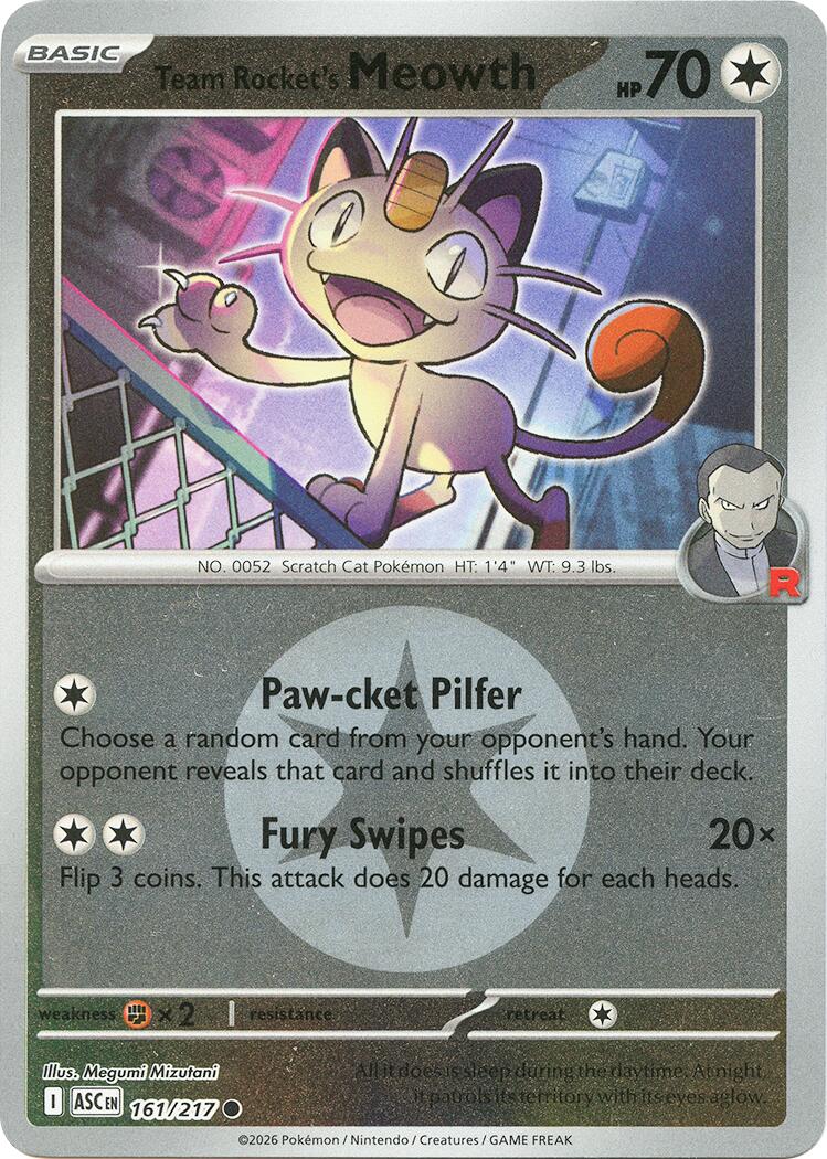 Team Rocket's Meowth (161/217) (Energy Symbol Pattern) [Mega Evolution: Ascended Heroes] | Jack's On Queen
