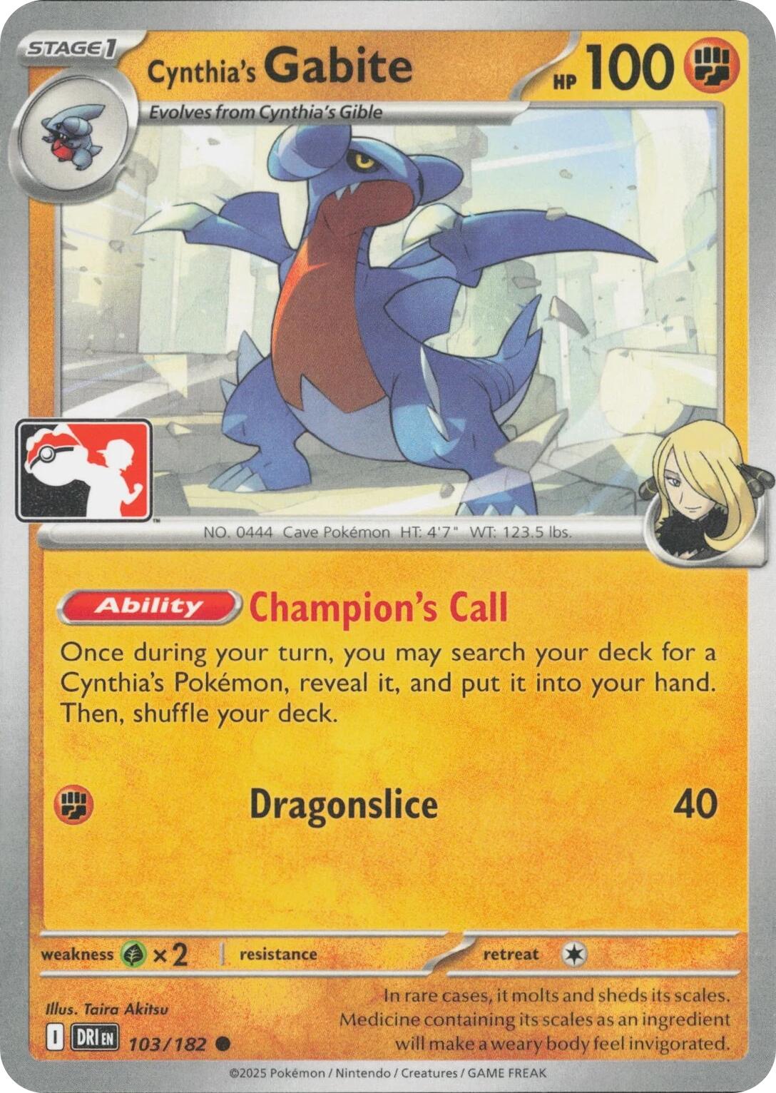 Cynthia's Gabite (103/182) [Prize Pack Series Eight] | Jack's On Queen