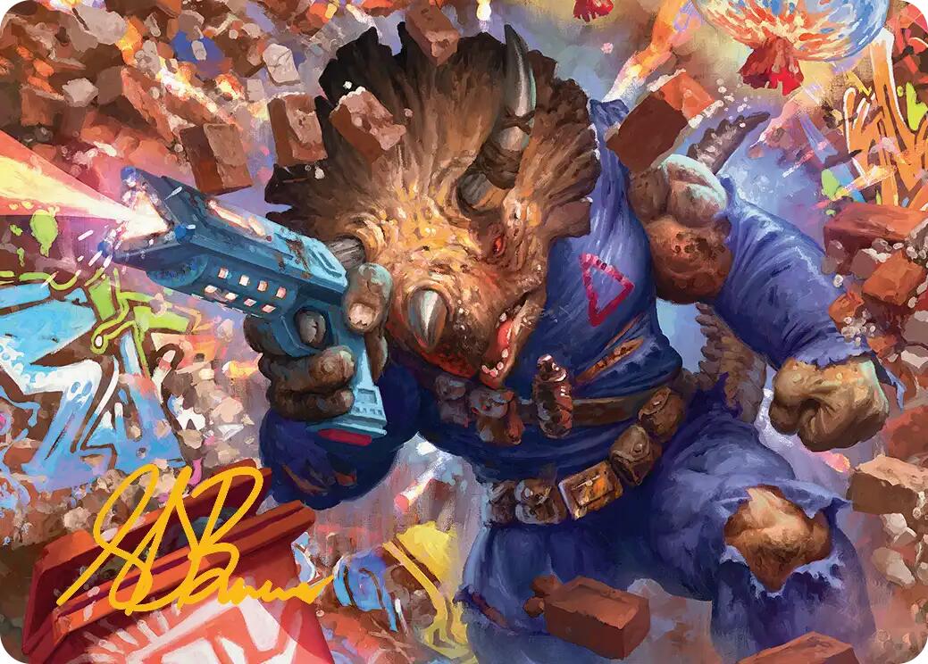 Zog, Triceraton Castaway Art Card (Gold-Stamped Signature) [Teenage Mutant Ninja Turtles Art Series] | Jack's On Queen