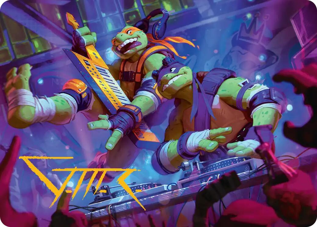 Mikey & Don, Party Planners Art Card (Gold-Stamped Signature) [Teenage Mutant Ninja Turtles Art Series] | Jack's On Queen