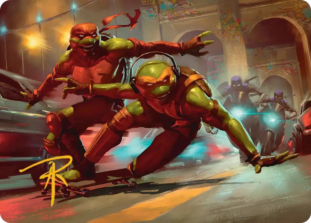 Raph & Mikey, Troublemakers Art Card (Gold-Stamped Signature) [Teenage Mutant Ninja Turtles Art Series] | Jack's On Queen