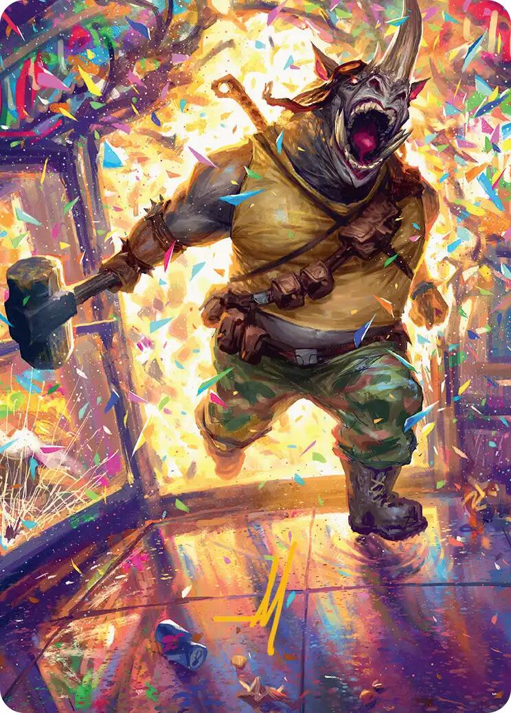 Rocksteady, Rowdy Rhino Art Card (Gold-Stamped Signature) [Teenage Mutant Ninja Turtles Art Series] | Jack's On Queen