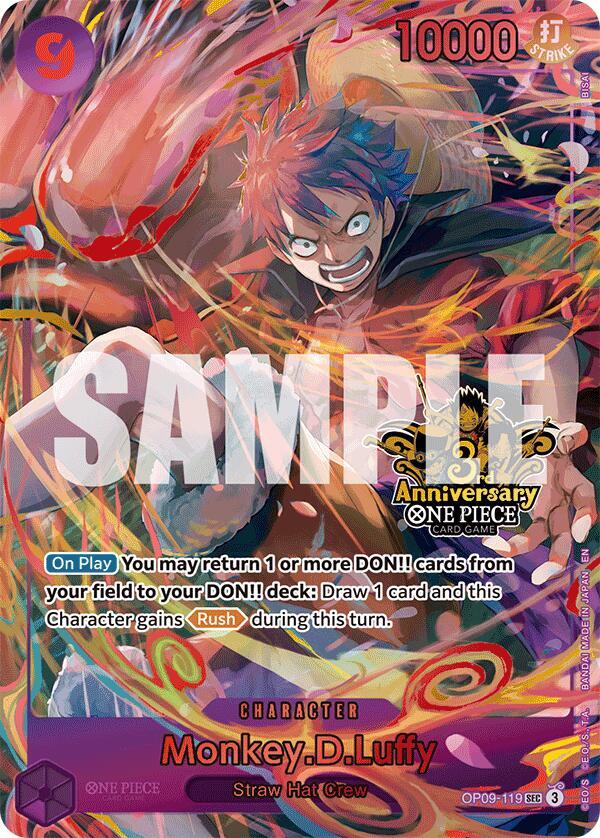 Monkey.D.Luffy (Japanese Version 3rd Anniversary Set) (OP09-119) [One Piece Promotion Cards] | Jack's On Queen