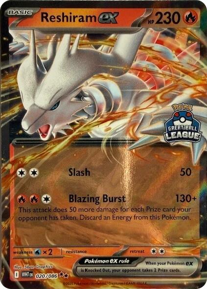 Reshiram ex (020/086) (Great Ball League) [League & Championship Cards] | Jack's On Queen