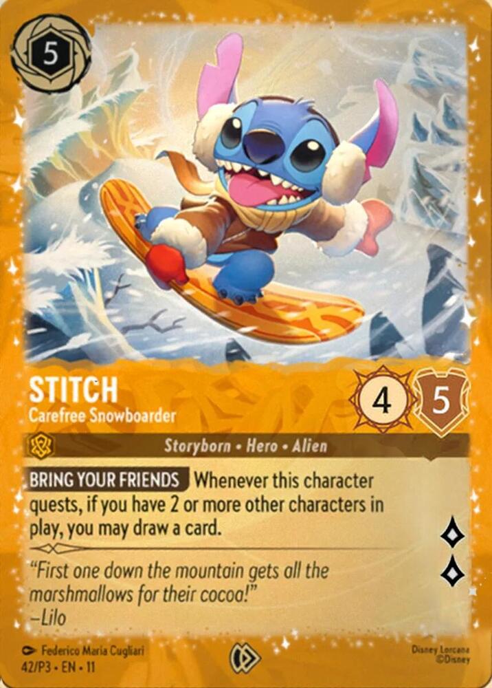 Stitch - Carefree Snowboarder (42) [Disney Lorcana Promo Cards] | Jack's On Queen