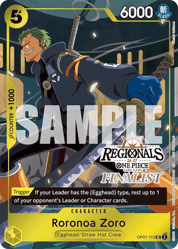 Roronoa Zoro (113) (Regionals Finalist Card Set 26-27) (OP07-113) [One Piece Promotion Cards] | Jack's On Queen
