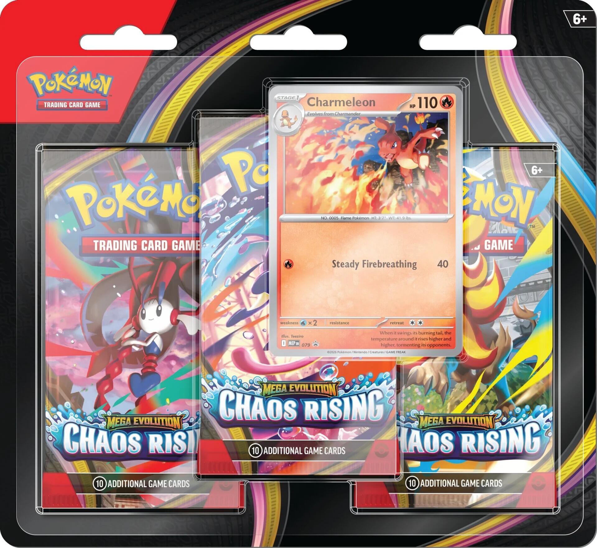 Mega Evolution: Chaos Rising 3 Pack Blister (Charmeleon) | Jack's On Queen