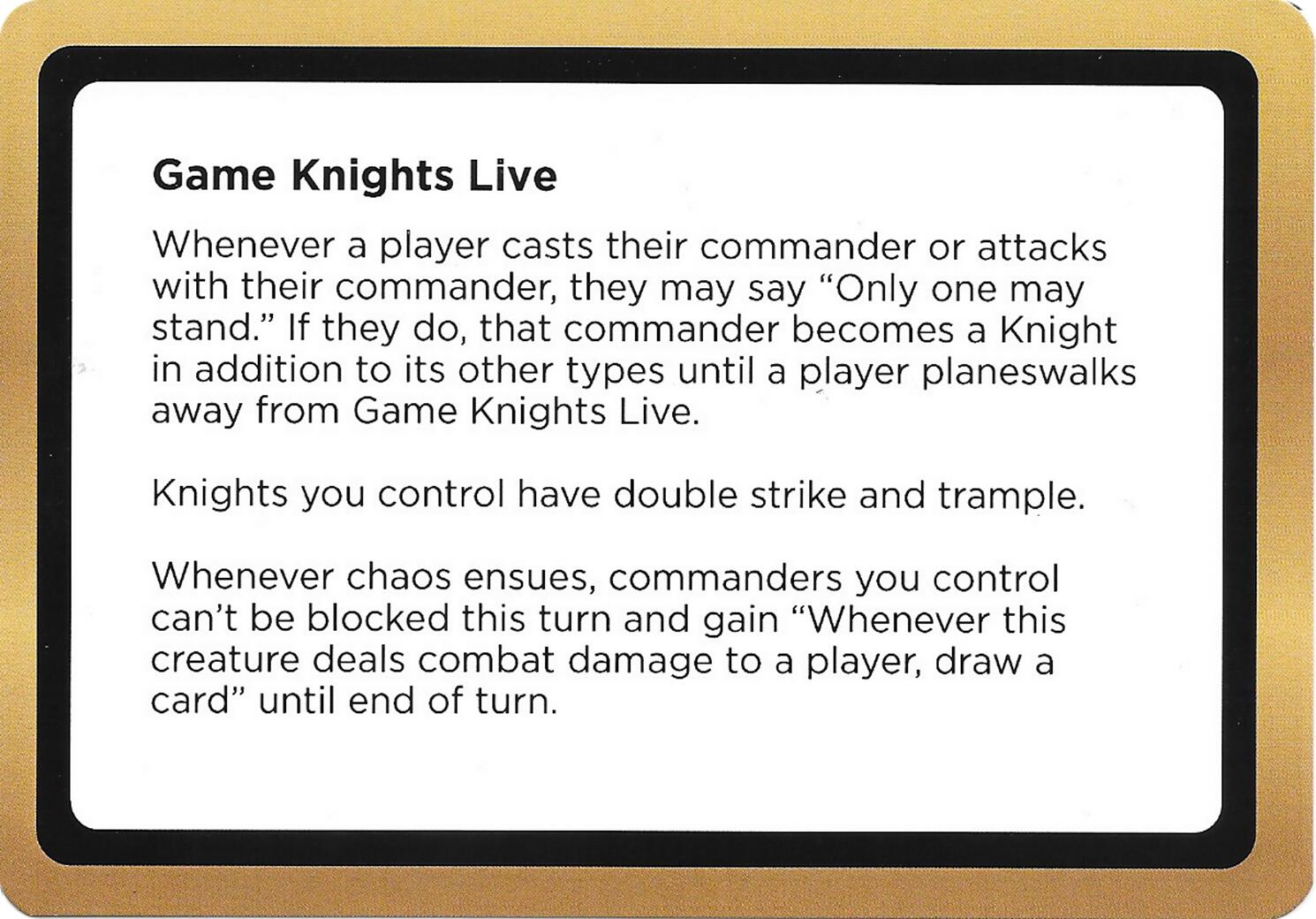 Game Knights Live (Black Lotus Unknown Planechase) [Oversize Cards] | Jack's On Queen