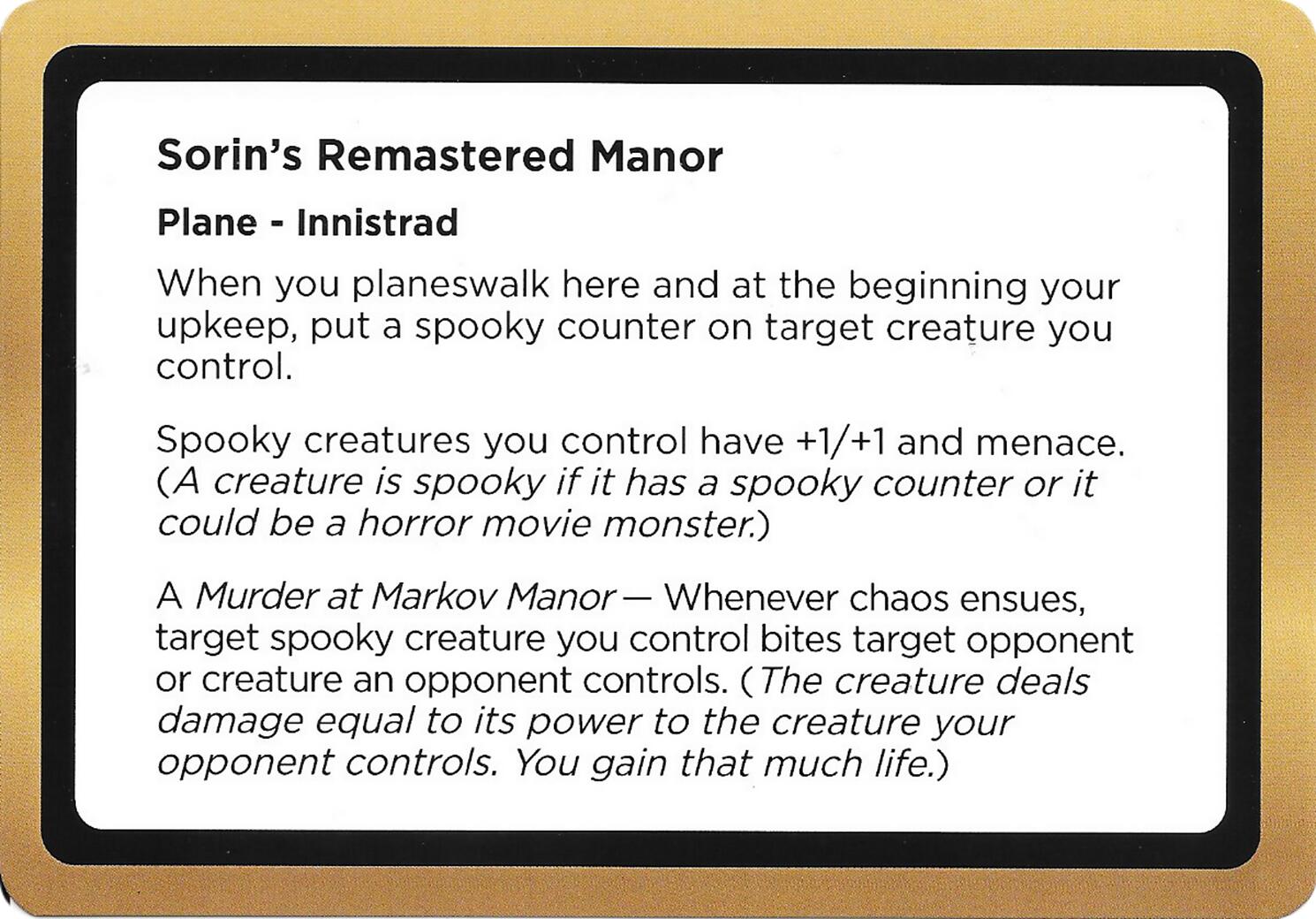 Sorin's Remastered Manor (Black Lotus Unknown Planechase) [Oversize Cards] | Jack's On Queen