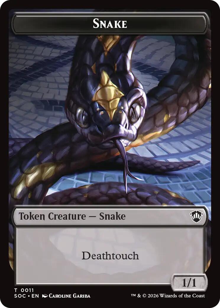 Snake // Zombie Double-Sided Token [Secrets of Strixhaven Commander Tokens] | Jack's On Queen