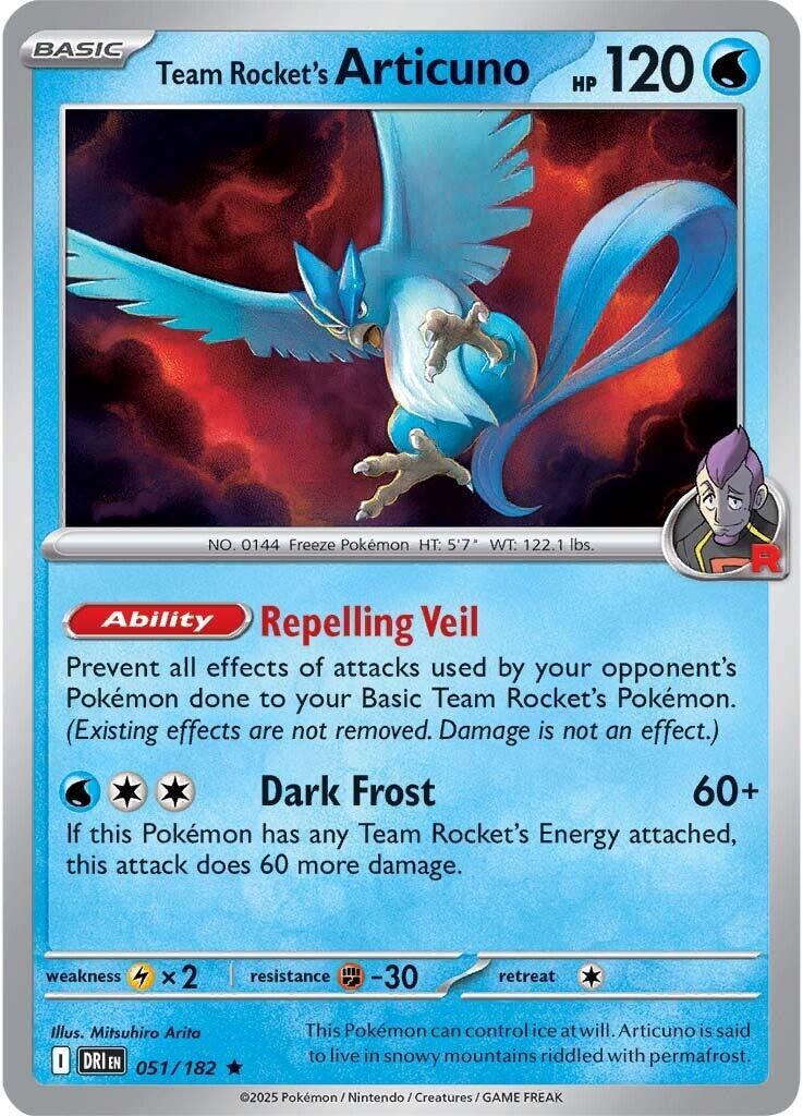 Team Rocket's Articuno (051/182) (Non-Holo) (Deck Exclusive) [Scarlet & Violet: Destined Rivals] | Jack's On Queen