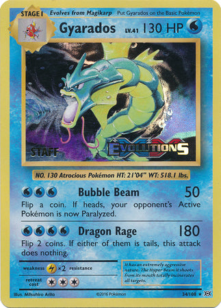 Gyarados (34/108) (XY Evolutions Staff Prerelease) [XY: Black Star Promos] | Jack's On Queen