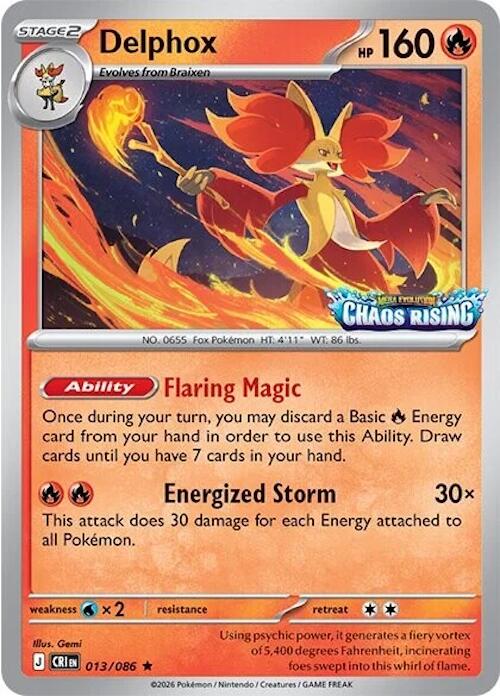 Delphox (013/086) (Chaos Rising Stamped) [Miscellaneous Cards] | Jack's On Queen