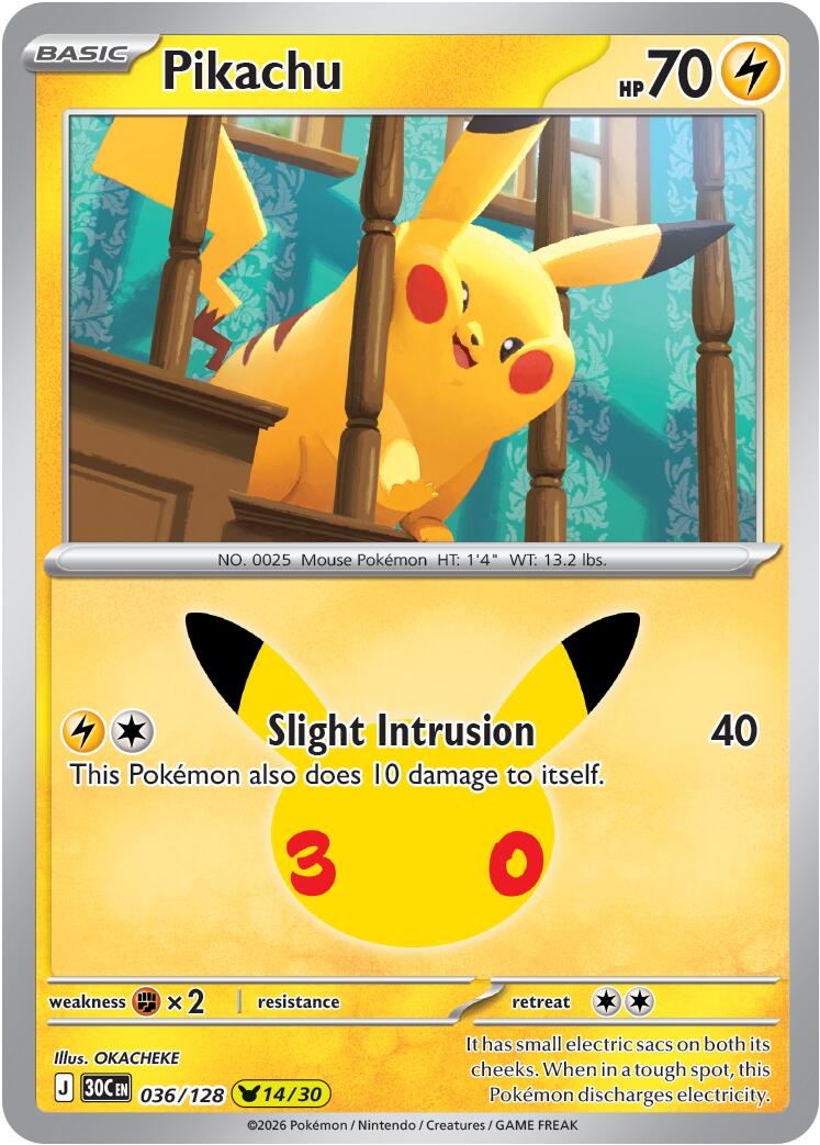 Pikachu (036/128) [Mega Evolution: 30th Celebration] | Jack's On Queen