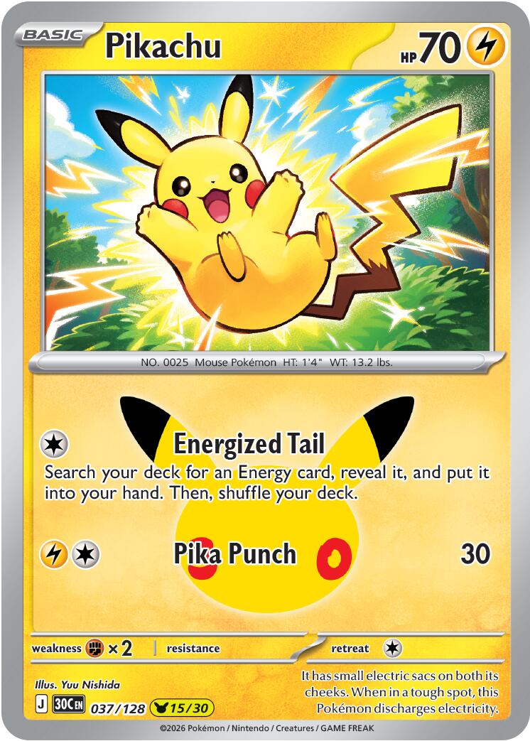 Pikachu (037/128) [Mega Evolution: 30th Celebration] | Jack's On Queen