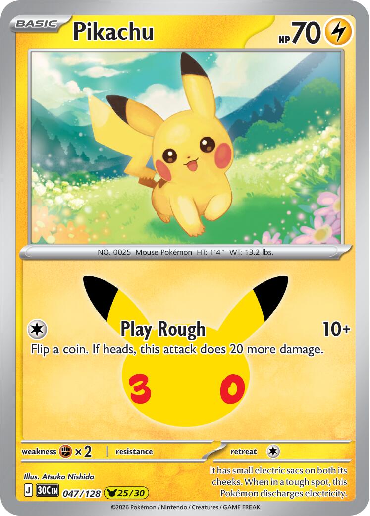 Pikachu (047/128) [Mega Evolution: 30th Celebration] | Jack's On Queen