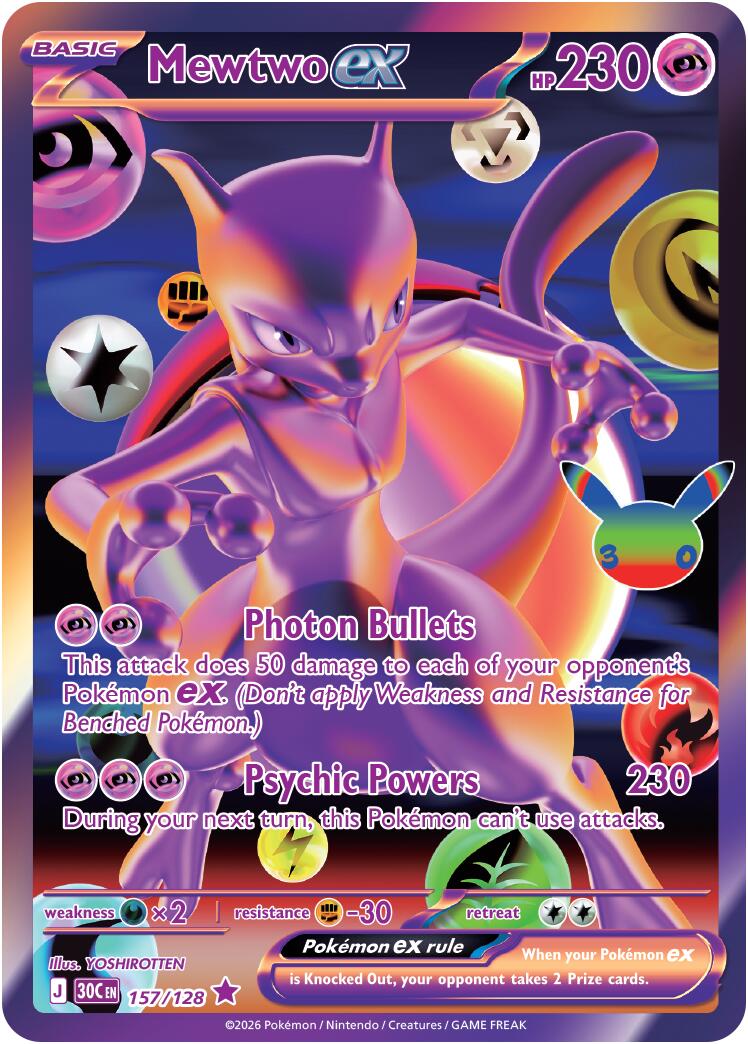 Mewtwo ex (157/128) [Mega Evolution: 30th Celebration] | Jack's On Queen