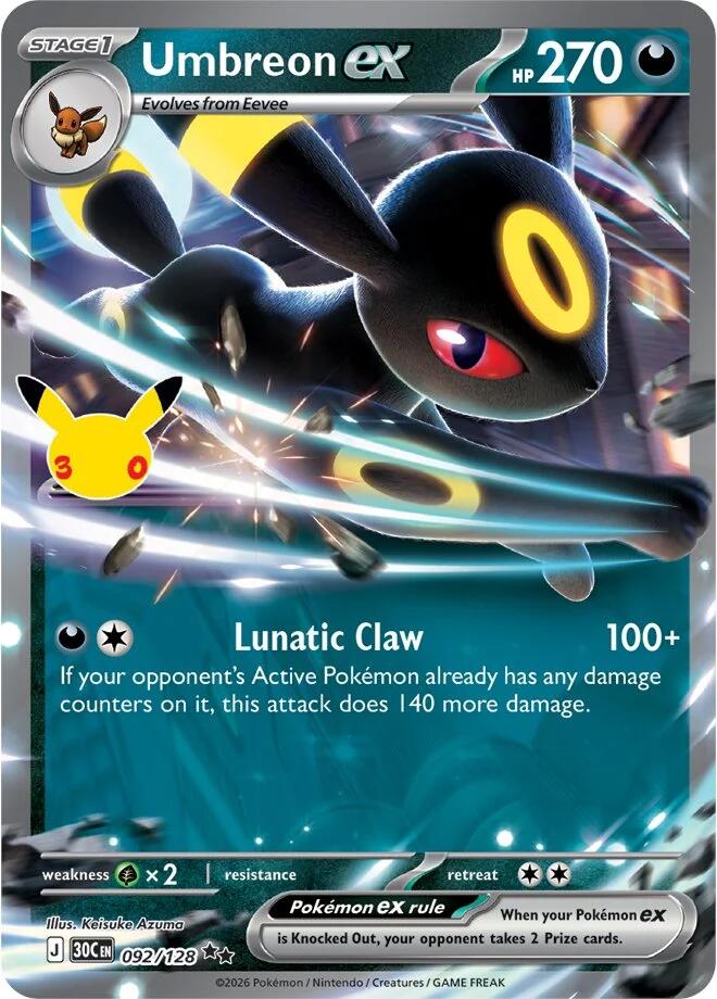 Umbreon ex (092/128) [Mega Evolution: 30th Celebration] | Jack's On Queen