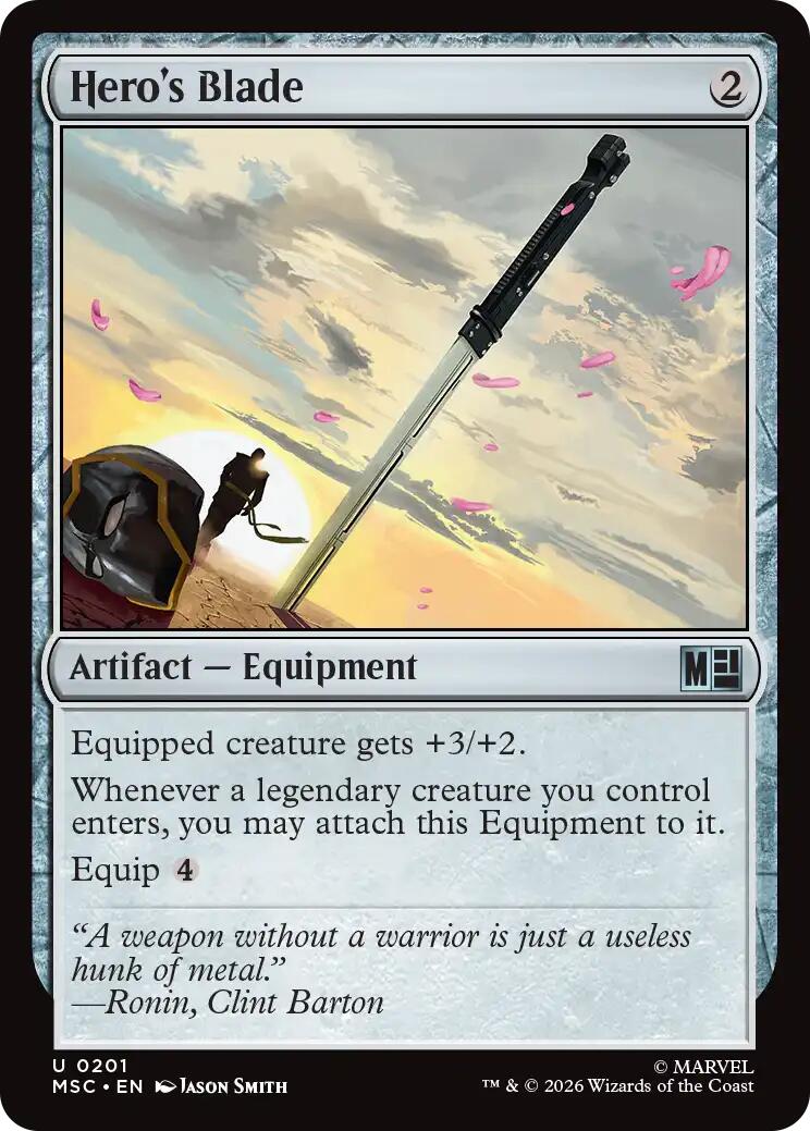 Hero's Blade (Surge Foil) [Marvel Super Heroes Commander] | Jack's On Queen
